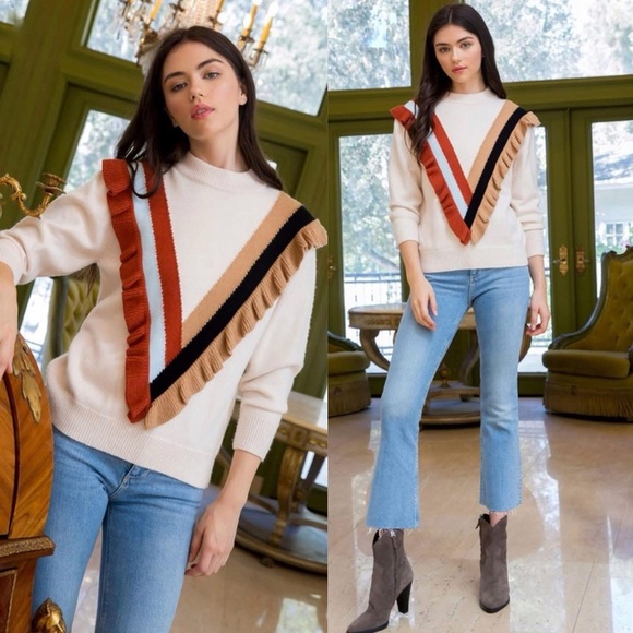 Anthropologie Sweaters - Glassworks Ruffle Sweater